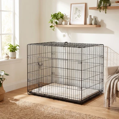 PawHut Cage Pliante Chien 91x62x68cm avec Plateau et Coussin Noir