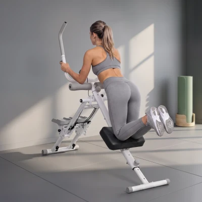 SPORTNOW 2-in-1 Ab Machine Stepper Foldable Home Gym White