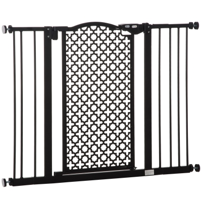 PawHut Pet Safety Gate Auto Close Double Locking Black 74-105cm