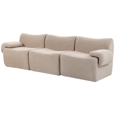 HOMCOM Canapé 3 Places 277cm Chenille Beige Assise Profonde