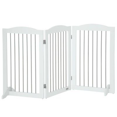 PawHut Foldable Freestanding Dog Gate White