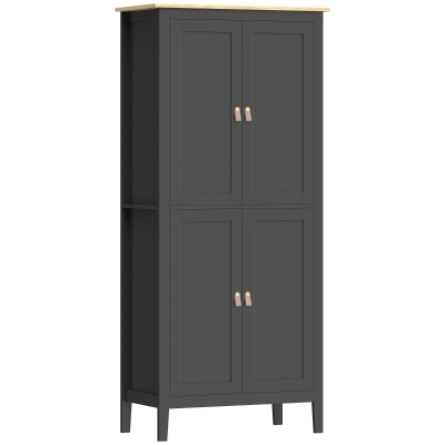 HOMCOM Bufet de bucătărie, mobilier de depozitare înalt cu LED reglabil și senzor de mișcare, 80 x 40 x 176,5 cm, negru