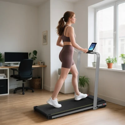 SPORTNOW Folding Treadmill 2-in-1 LED 2.0HP Silver Tone