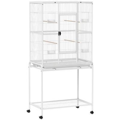 PawHut Colivie portabilă pentru păsări cu 4 hrănitoare și 4 bârne Practică 81 x 48 x 162,5 cm Alb