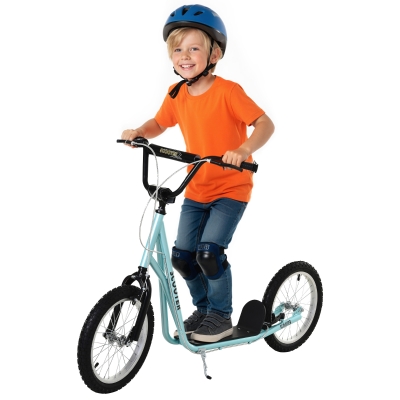 HOMCOM Trottinette Enfant 5+ Ans Guidon Réglable Frein Acier Bleu