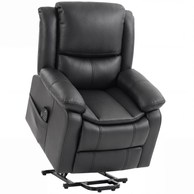 HOMCOM Riser Recliner Chair PU Leather Massage Lift Charcoal Grey