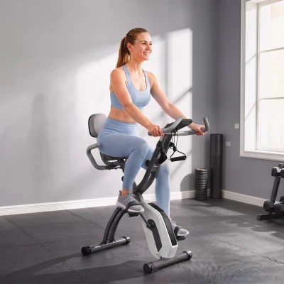 SPORTNOW Folding Exercise Bike 8-Level Magnetic LCD Grey