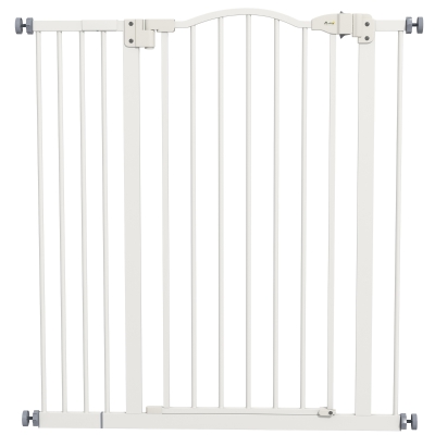 PawHut Pressure Fit Dog Stair Gate Auto Close 74-94cm White