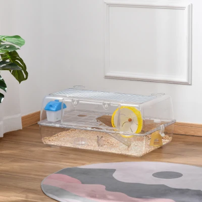 PawHut Cage Hamster 2 Niveaux 74x46x32cm Transparente