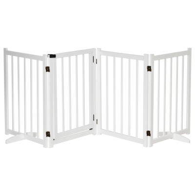 PawHut Freestanding Wooden Pet Gate 80cm White