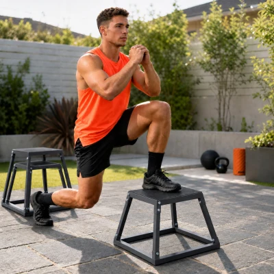 SPORTNOW Set 3 cutii pliometrice 30,5/45,8/61 cm, cutii plyo stivuibile din oțel până la 200 kg