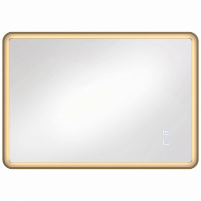 HOMCOM LED Bathroom Mirror Dimmable Anti-Fog Bluetooth 100x70cm Gold