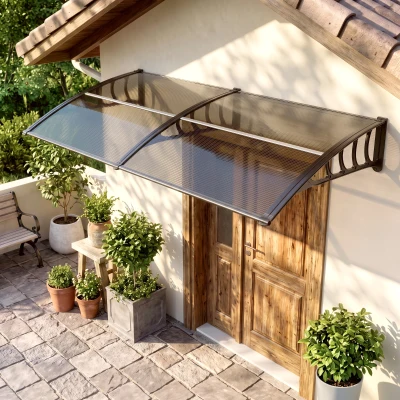 Outsunny Front Door Canopy Rain Shelter 200x96cm Brown