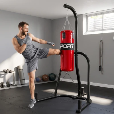 SPORTNOW Freestanding Boxing Stand with Heavy Bag Storage Red