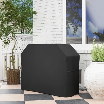 Outsunny Grillabdeckung Schutzabdeckung für Grill Grillplane, wetterbeständig, 147 x 61 x 120cm, Schwarz