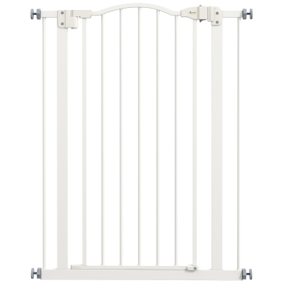 PawHut Pressure Fit Dog Stair Gate Auto Close 74-80cm White