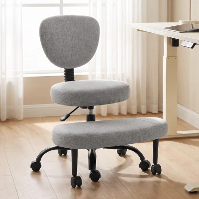 HOMCOM Chaise Bureau Ergonomique Pivotante 360° Gris Clair