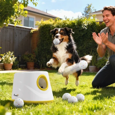 PawHut Automatic Dog Ball Launcher 3 Distance Settings White