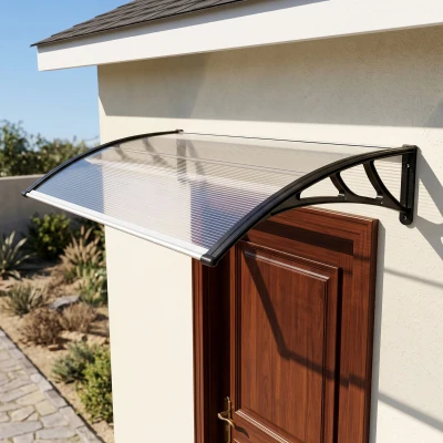 Outsunny Marquise Polycarbonate 110x60cm Transparent Aluminium