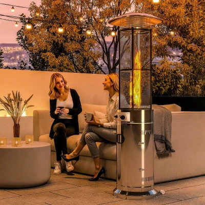 Outsunny Freestanding Gas Patio Heater Adjustable Silver