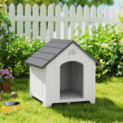 PawHut Niche Chien Extérieur Polypropylène Gris 66x55x65cm
