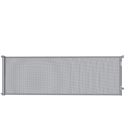 PawHut Retractable Dog Gate Mesh for Stairs Doorways Black