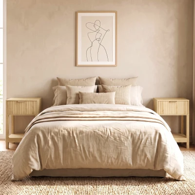 HOMCOM Set de 2 Noptiere, Măsuțe Laterale cu Sertar, Fațadă Canelată și Etajeră Deschisă, 40 x 30 x 60 cm, Stejar