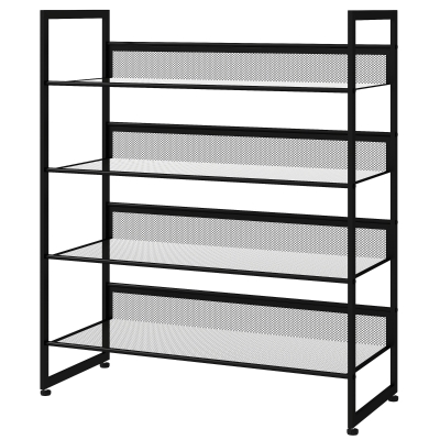 HOMCOM Zapatero, estantería para zapatos, soporte para zapatos, 4 estantes, 72 cm x 30 cm x 82,7 cm, negro