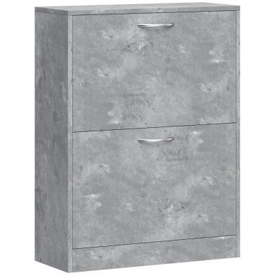 HOMCOM Mueble para Zapatos 12 Pares, Armario para Zapatos Estrecho Moderno, 2 Cajones Abatibles y Estantes Regulables, Gris
