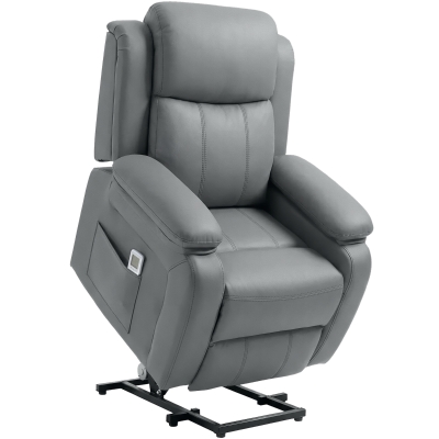 HOMCOM Electric Riser Recliner Chair PU Leather Massage Grey