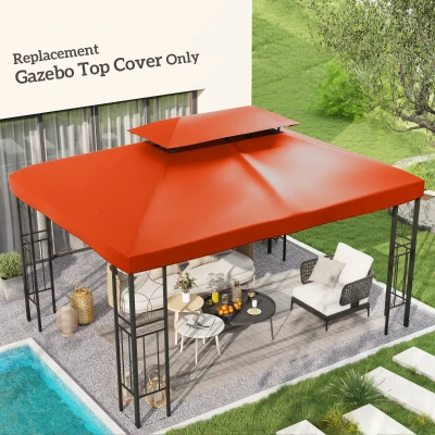 Outsunny Vervangend dak voor metalen tuinpaviljoen paviljoen partytent tuintent 3x4m, Oranjerood