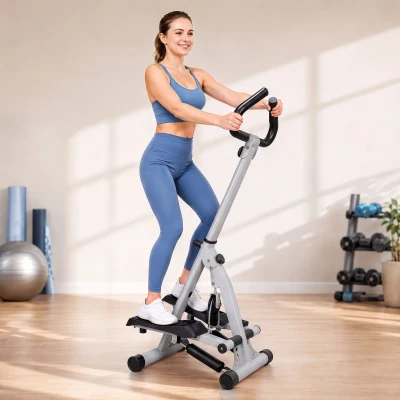 HOMCOM Stepper Fitness Machine w/ Handle Grey
