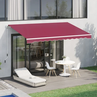 Outsunny Tenda da Sole Avvolgibile a Manovella 3x2.5m Rosso Scuro