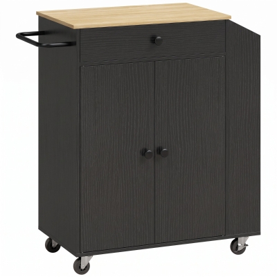 HOMCOM Kitchen Storage Cart Rolling 3-Tier Drawer Black
