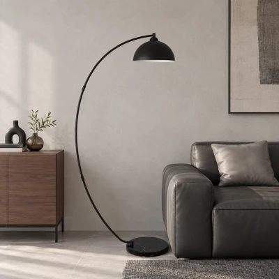 HOMCOM Lampadaire Salon 178cm Abat-Jour Marbre Noir