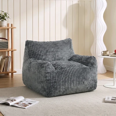 HOMCOM Vloerfauteuil voor volwassenen, grote cloud lounge zonder frame, met rugsteun en armleuningen, geen montage, grijs