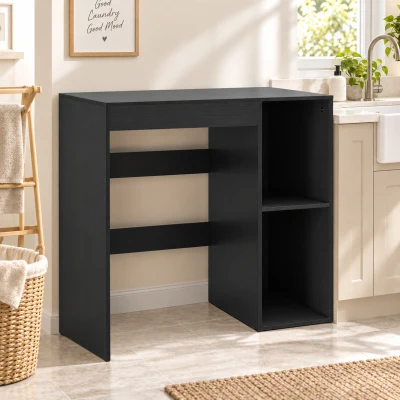 HOMCOM Armoire Machine à Laver Noir 96x60x90,5cm 2 Compartiments