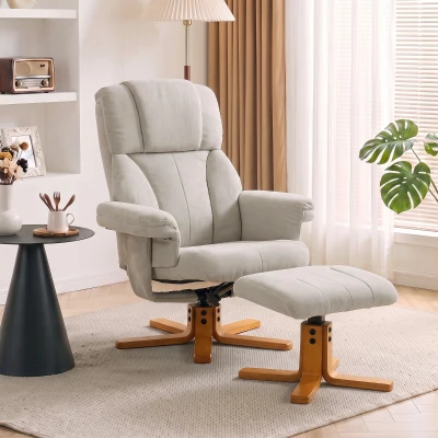 HOMCOM Fauteuil Relax Inclinable Repose-pied 79x80x104cm Crème
