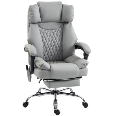 HOMCOM Fauteuil Bureau Massant Chauffant PU Ergonomique Gris