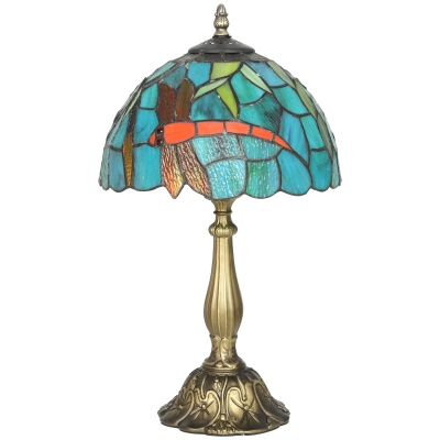 HOMCOM Tiffany Stained Glass Table Lamp Handmade Antique Green