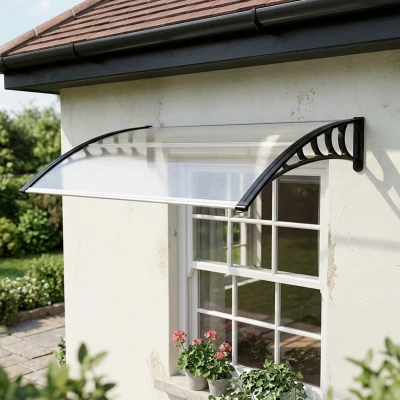 Outsunny Marquise Porte Polycarbonate UV 90x122cm Transparente