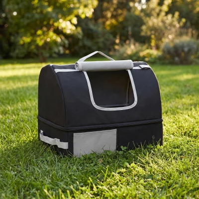 PawHut Bac à Litière Chat Portable Oxford 43x33x34cm Noir