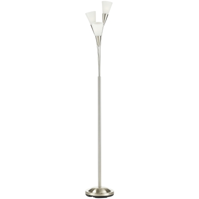 HOMCOM Modern 3-Light Floor Lamp Steel Base Silver