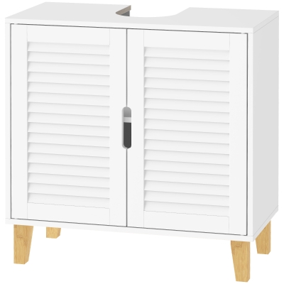 HOMCOM Mobile Sottolavabo per Bagno con 2 Ante a Persiana, Bianco