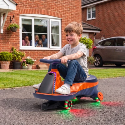 AIYAPLAY 12V Electric Wiggle Car 2-Speed PU Wheels Orange