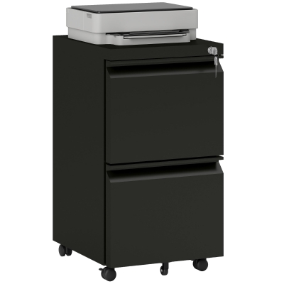 Vinsetto Mobile Filing Cabinet Steel Lockable Black