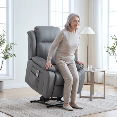 HOMCOM Electric Riser Recliner Chair PU Leather Massage Grey