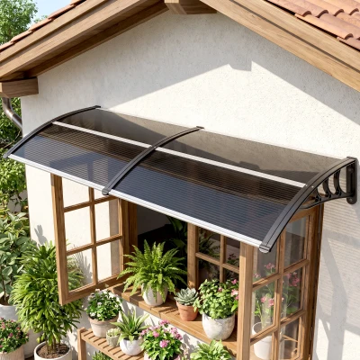 Outsunny Door Canopy Awning Black 196x75cm