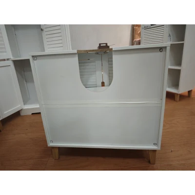 HOMCOM Bathroom Under Sink Cabinet Adjustable Shelf 2 Doors White