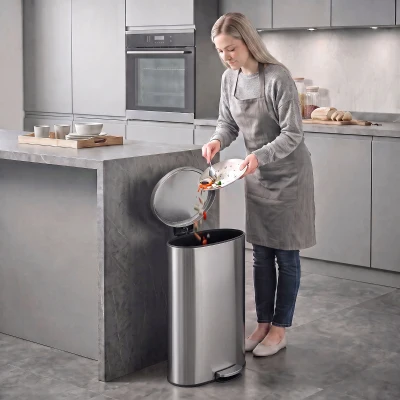 HOMCOM Mülleimer mit Soft-Close Deckel Treteimer mit Herausnehmbarem Inneneimer 30L Silber